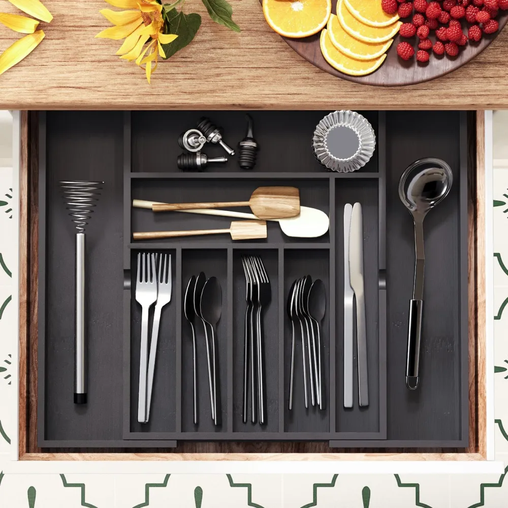 Multifunctional Bamboo drawer organizer